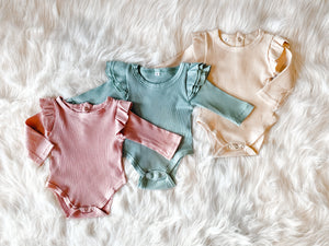 Ribbed Baby Romper - Long Sleeved