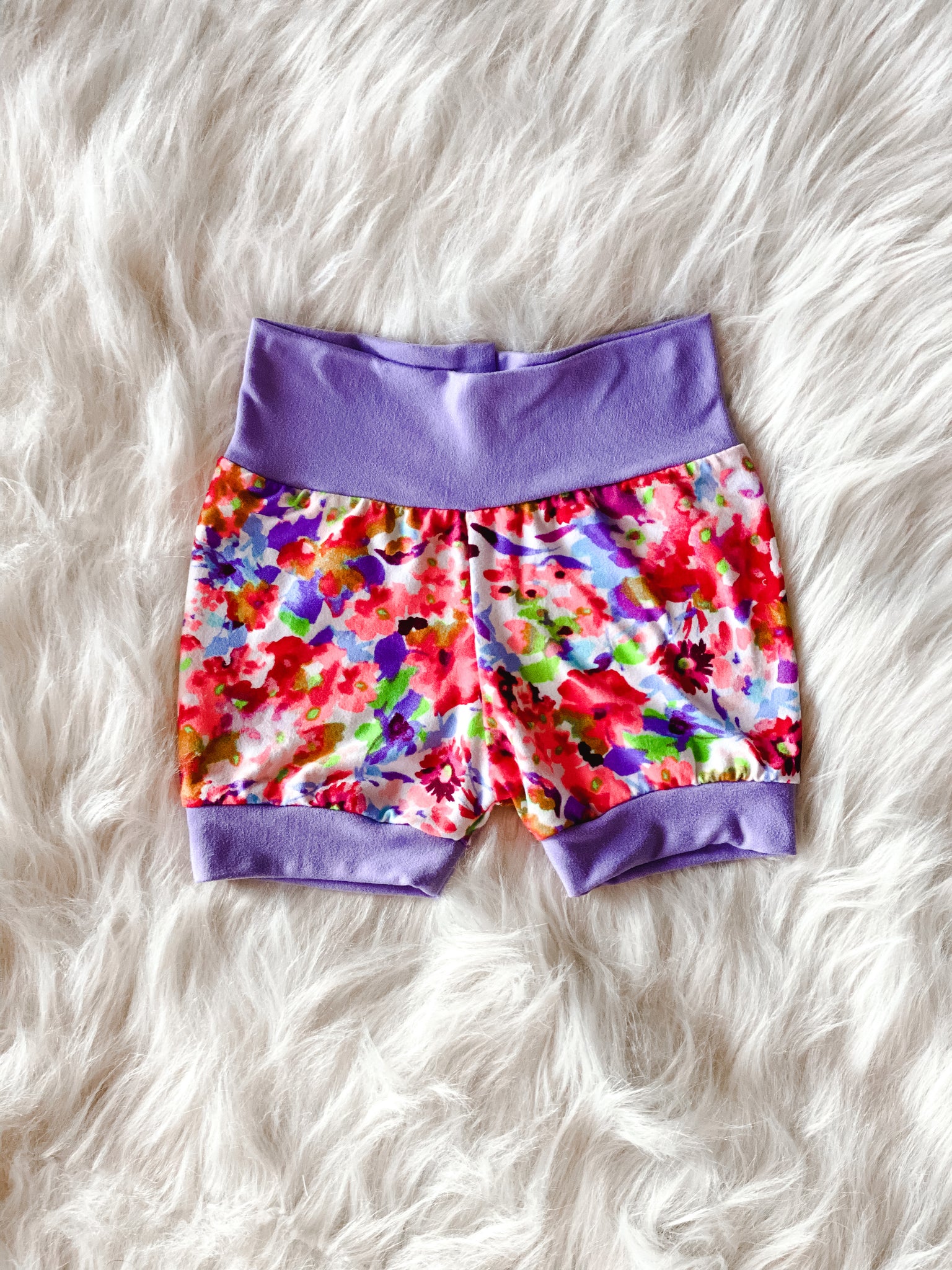 Neon on Lilac Floral Shorts